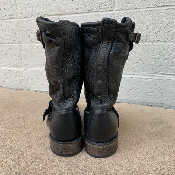 VINTAGE LEATHER // Black Leather Moto Boots // Size 6.5 - Picture 7 of 9